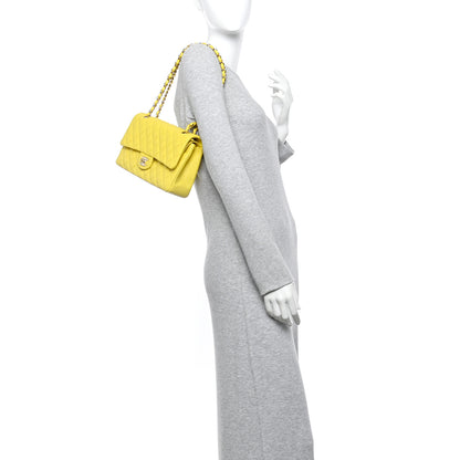 Chanel Caviar Quilted Medium Double Flap Yellow 2 of 11