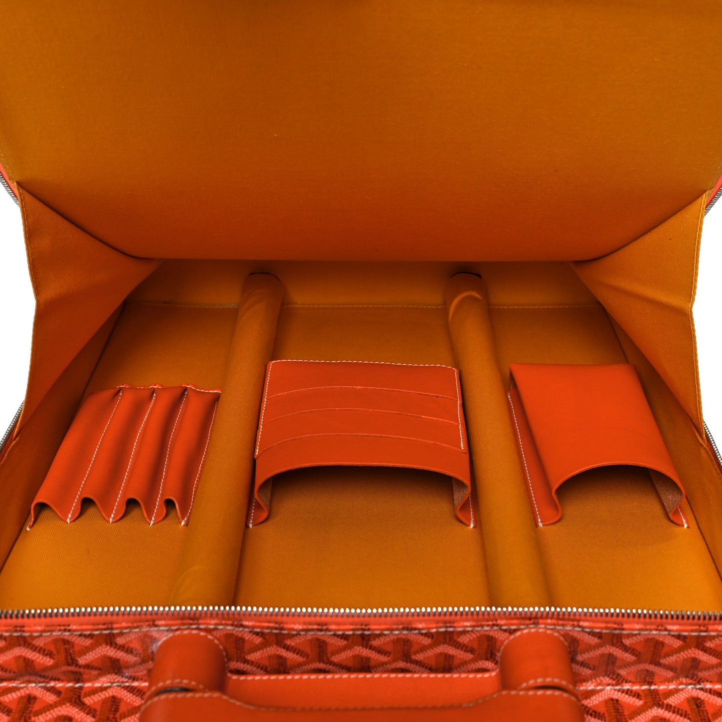 Goyardine Rolling Suitcase Trolley PM Orange