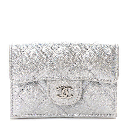 Chanel Caviar Quilted Double Flap Wallet Silver 1 of 8