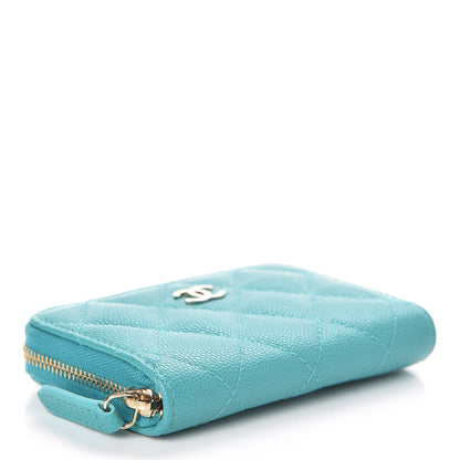 Chanel Caviar Quilted Zip Coin Purse Turquoise 4 of 8