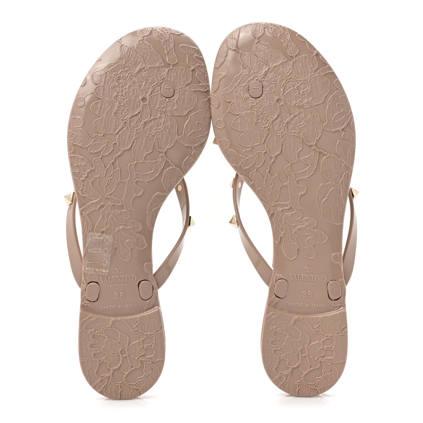 PVC Jelly Rockstud Bow Thong Sandals 38 Poudre