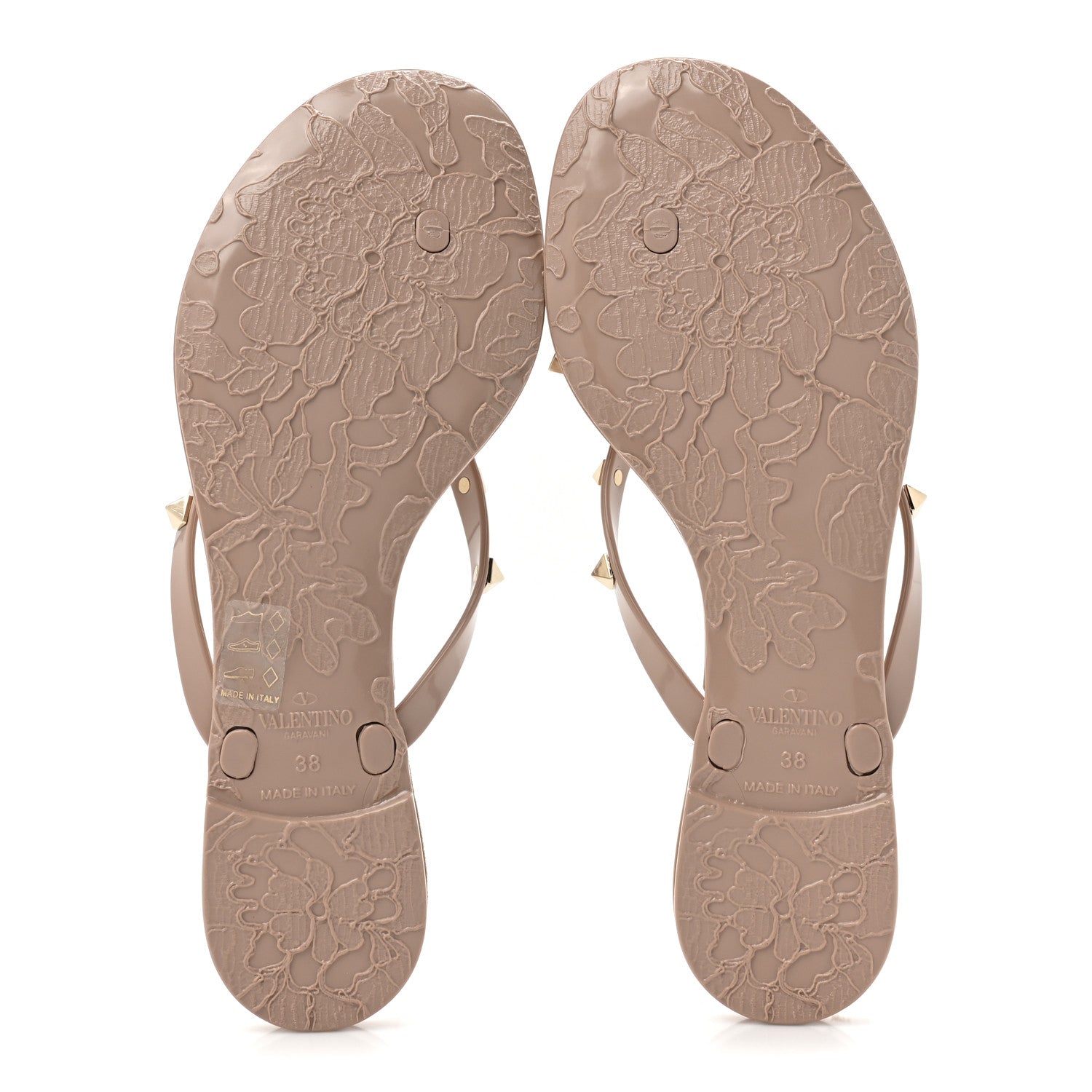 Valentino Garavani PVC Jelly Rockstud Bow Thong Sandals 38 Poudre 5 of 8