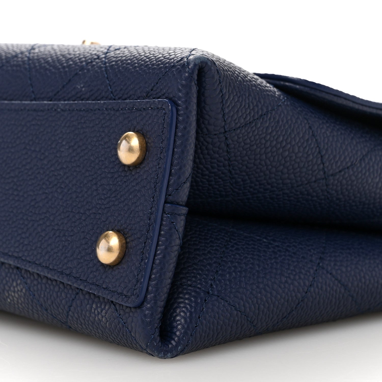 Chanel Grained Calfskin Small Stitched Flap Navy Blue 10 of 11