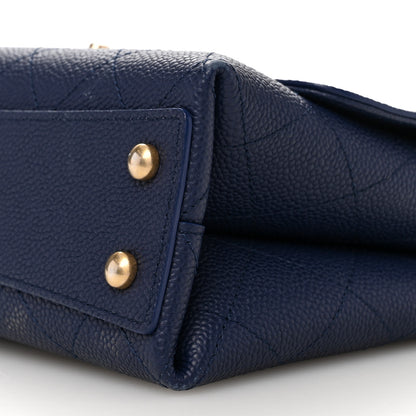 Chanel Grained Calfskin Small Stitched Flap Navy Blue 10 of 11