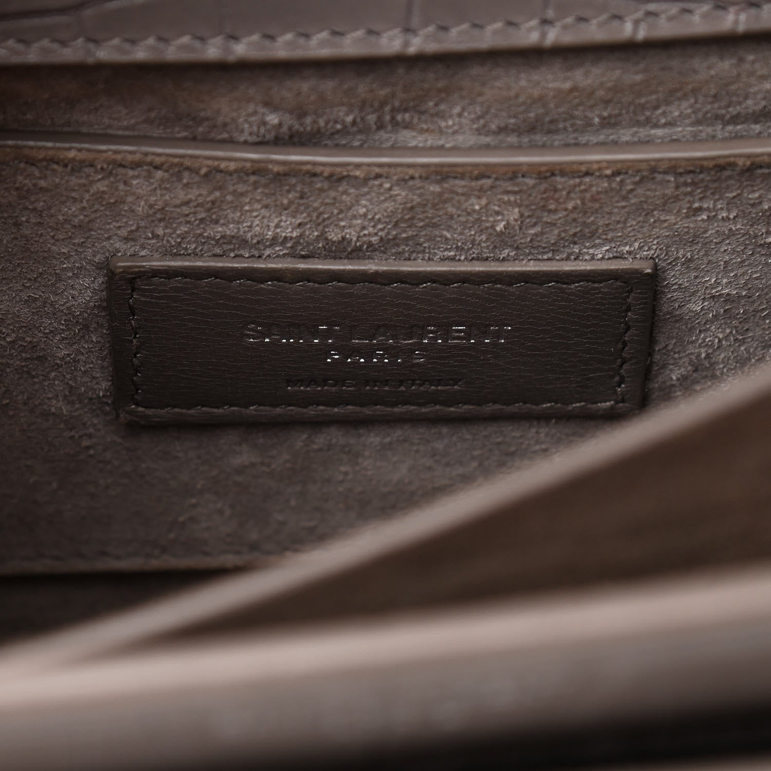 Saint Laurent Calfskin Crocodile Embossed Medium Monogram Sunset Fog 6 of 9
