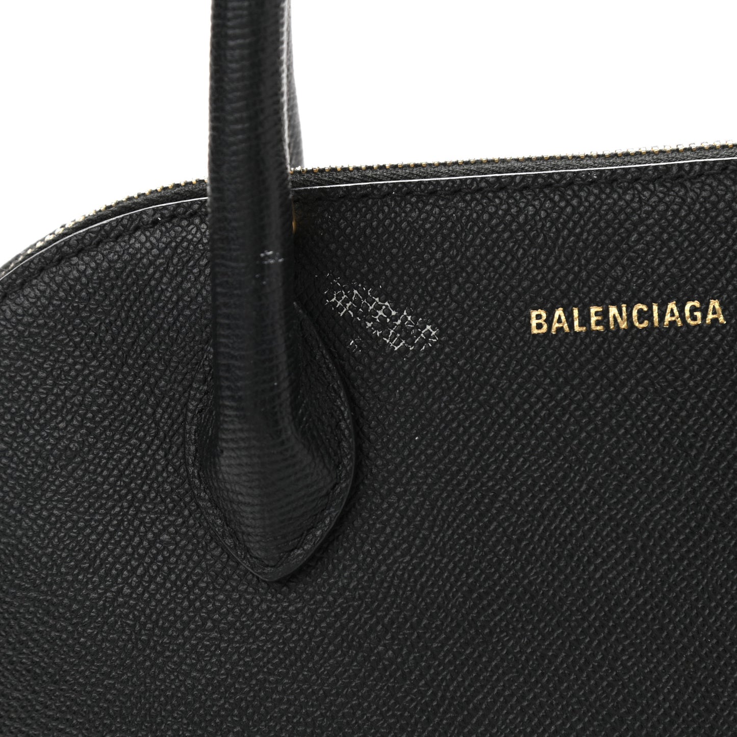 Signature Grained Calfskin Logo S Ville Top Handle Bag Black