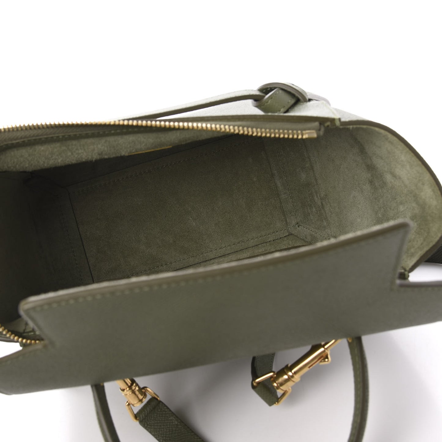 Grained Calfskin Micro Belt Bag Army Green