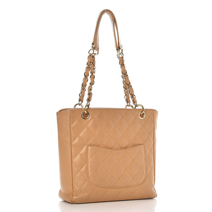 Chanel Caviar Quilted Petit Shopping Tote PST Beige 3 of 16