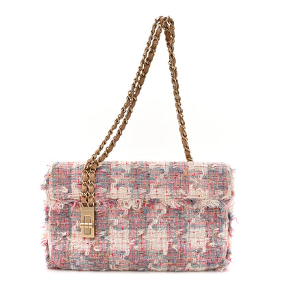 Chanel Tweed Vertical Lock Flap Bag Pink Multicolor 1 of 10