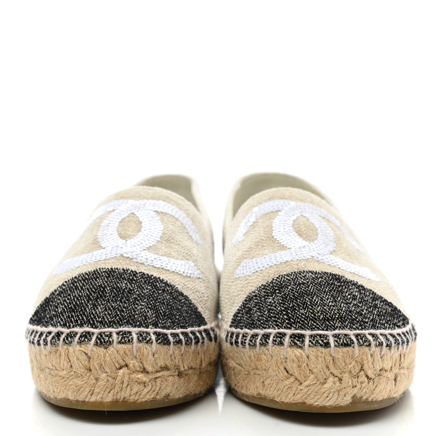 Toile Sequin CC Espadrilles 37 Beige Black