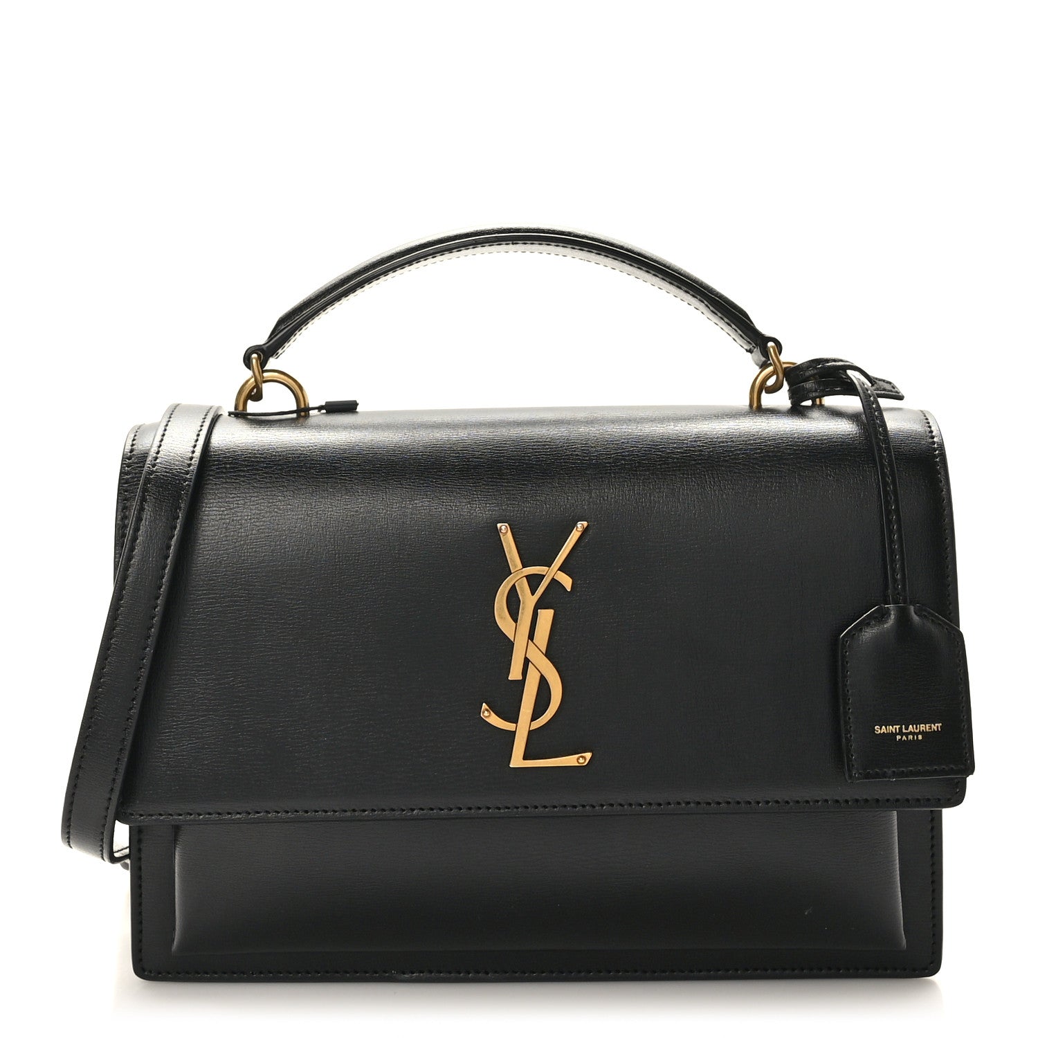 Saint Laurent Smooth Calfskin Medium Monogram Sunset Satchel Black 1 of 8