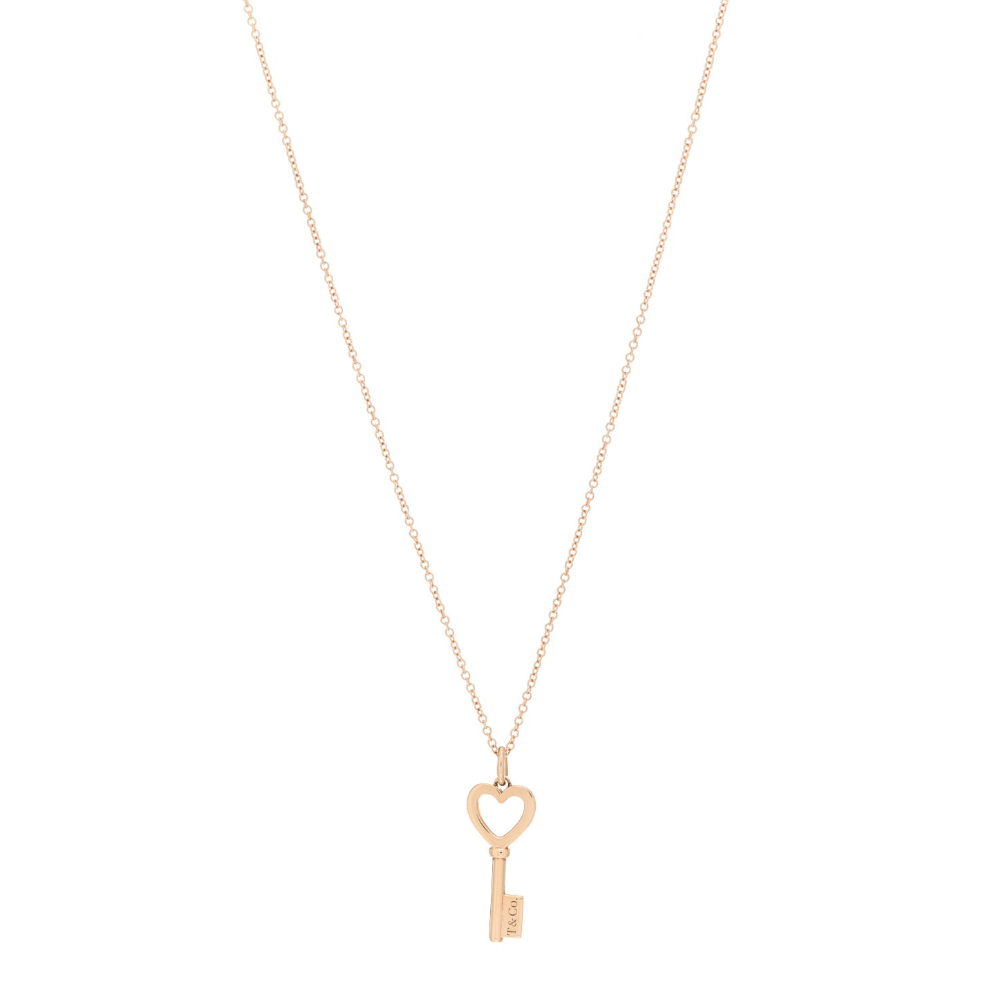 18K Rose Gold Mini Heart Key Pendant Necklace