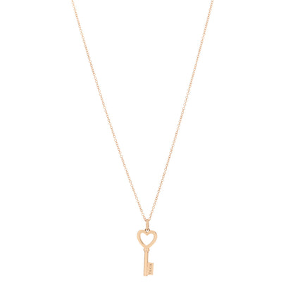 Tiffany 18K Rose Gold Mini Heart Key Pendant Necklace 1 of 4