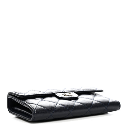 Chanel Caviar Quilted Medium Flap Wallet Dark Blue 4 of 8