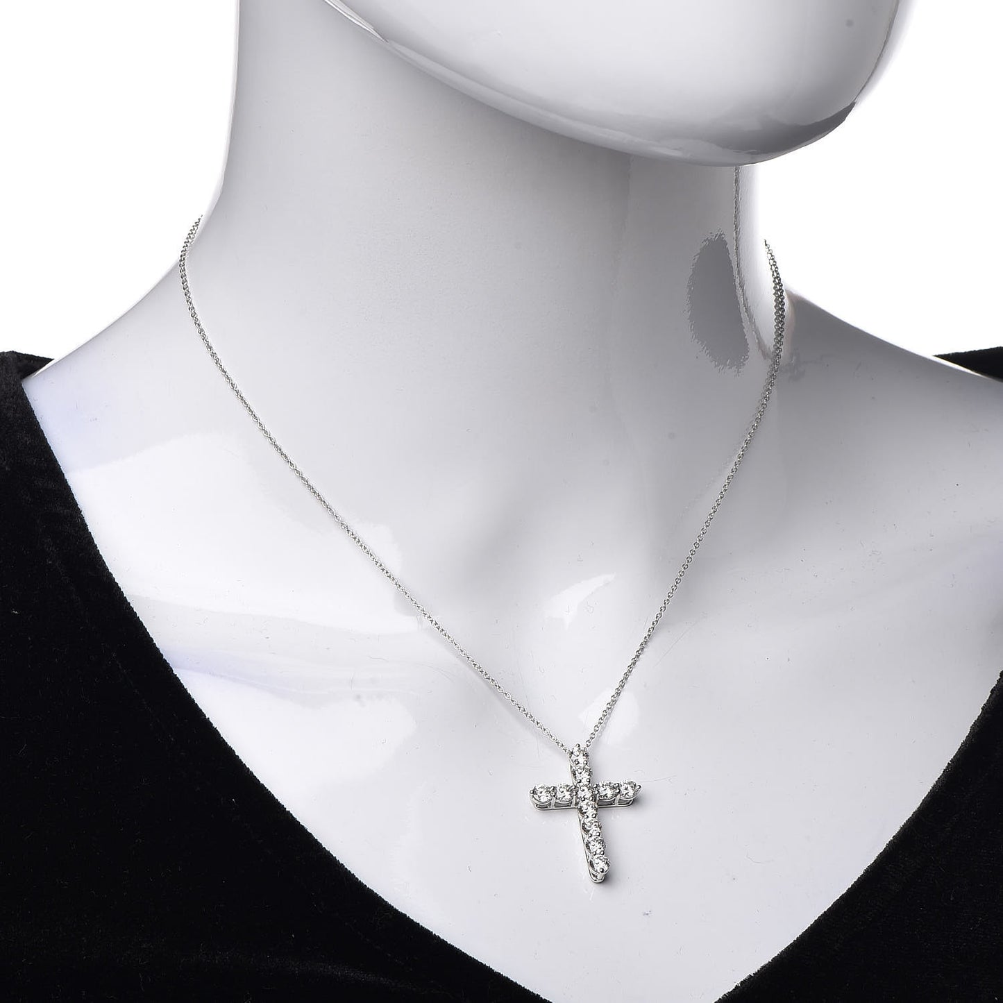 Platinum Diamond Large Cross Pendant Necklace