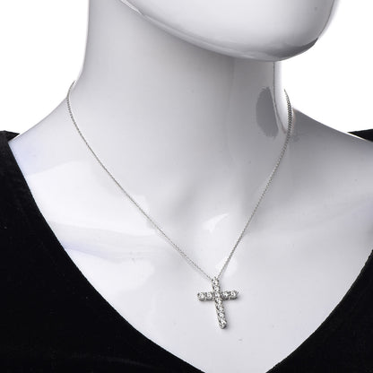 Tiffany Platinum Diamond Large Cross Pendant Necklace 2 of 8