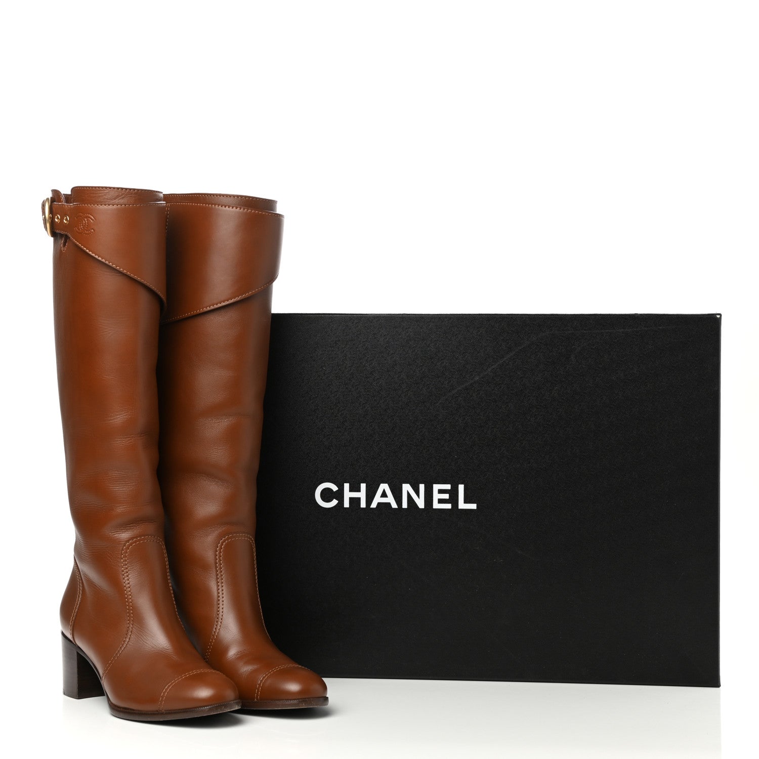 Chanel Calfskin High Boots 37.5 Brown 7 of 7