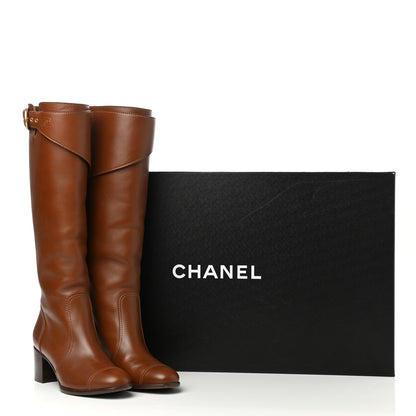 Chanel Calfskin High Boots 37.5 Brown 7 of 7