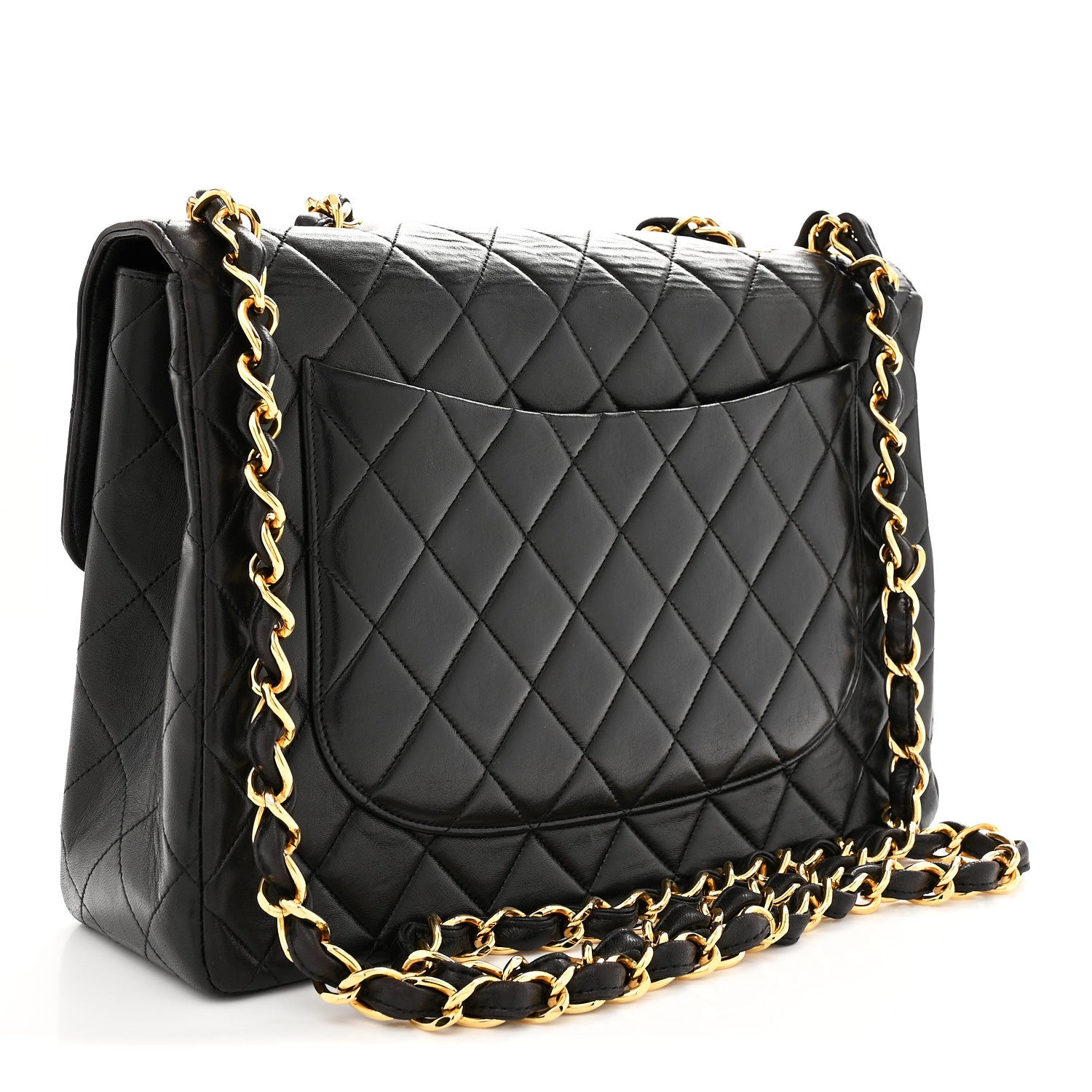 l*9様 Chanel Chanel Lambskin Quilted XL Jumbo Single Flap Black 1895760