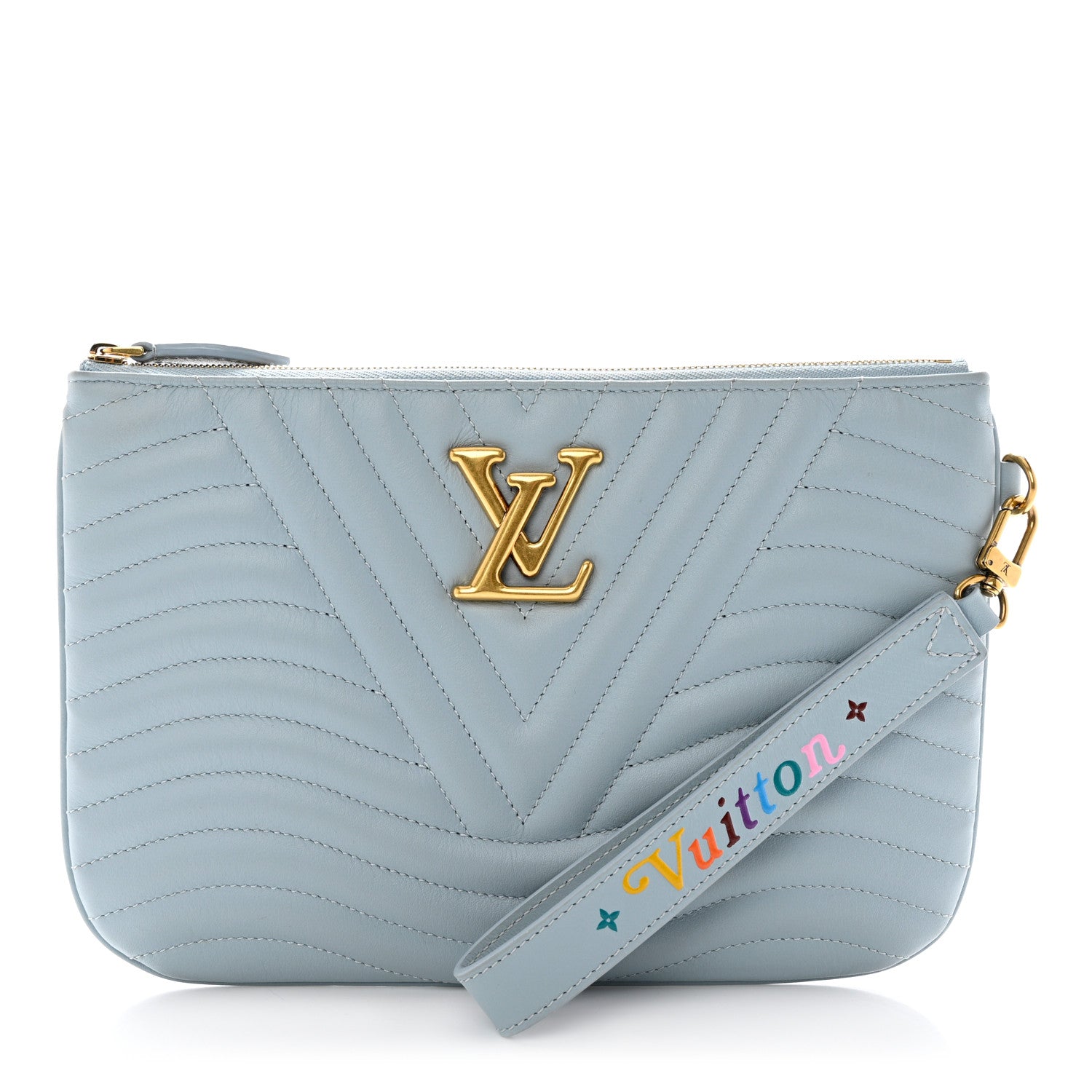 Louis Vuitton Calfskin New Wave Zipped Pochette Porcelain Blue 1 of 7