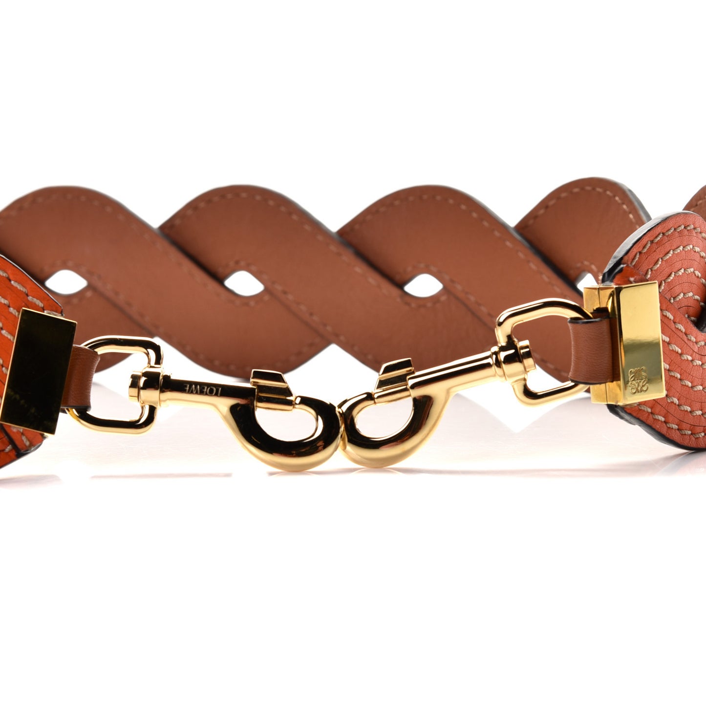 Calfskin Wavy Stitches Strap Tan Orange
