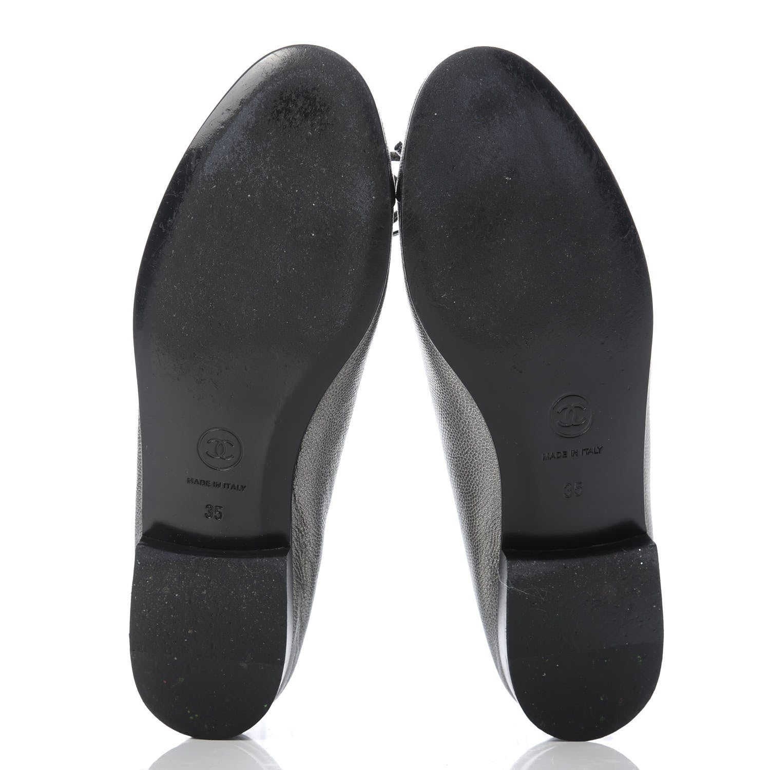 Chanel Metallic Caviar CC Cap Toe Ballerina Flats 35 Silver 5 of 10