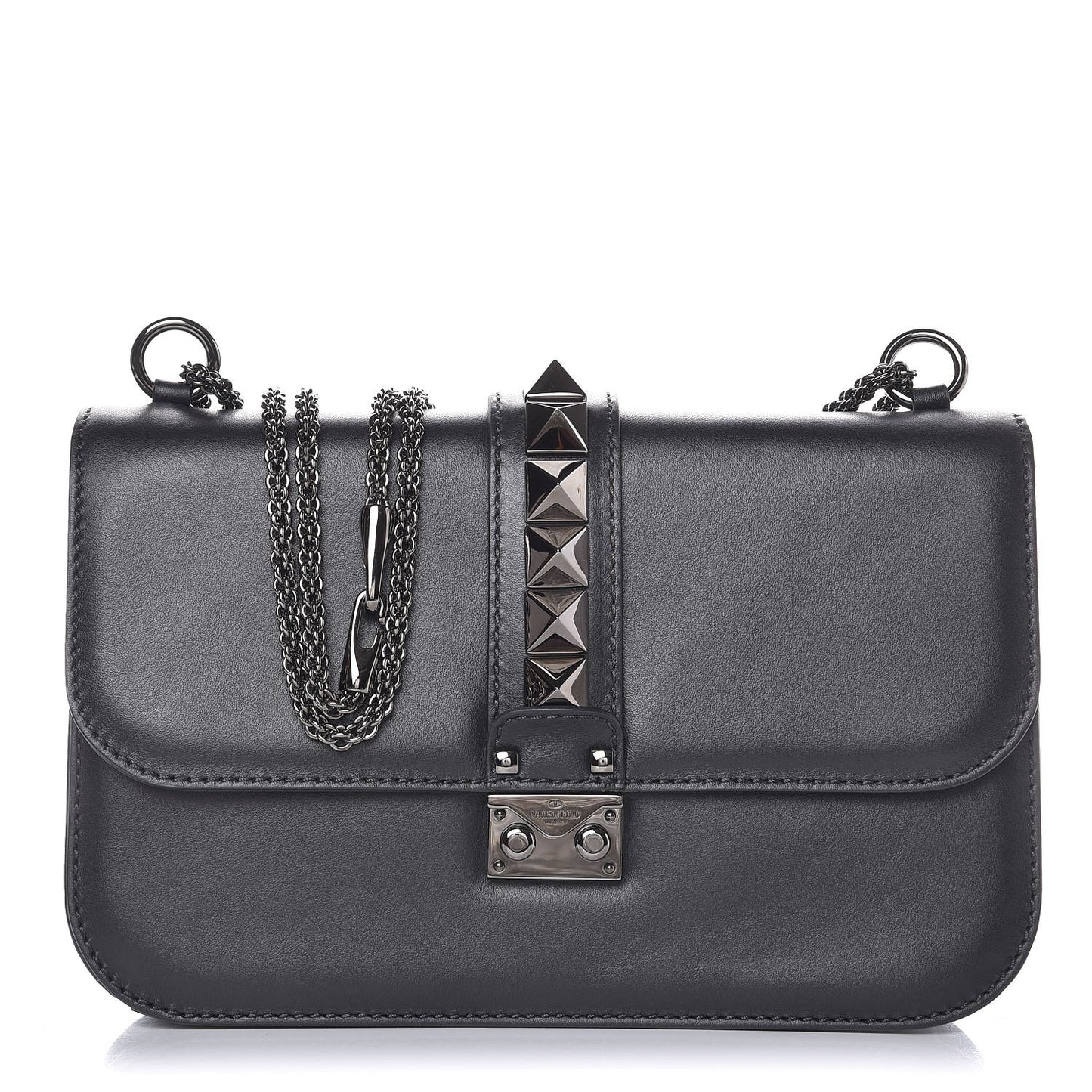 Vitello Medium Glam Lock Rockstud Flap Black