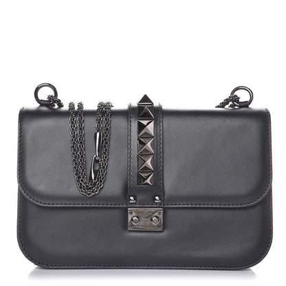 Valentino Garavani Vitello Medium Glam Lock Rockstud Flap Black 1 of 7