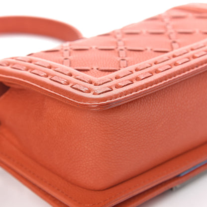 Chanel Caviar Stitched Small Boy Flap Dark Orange 15 of 17