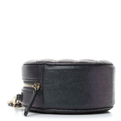 Chanel Iridescent Caviar Quilted Round Clutch With Chain Black 3 of 4