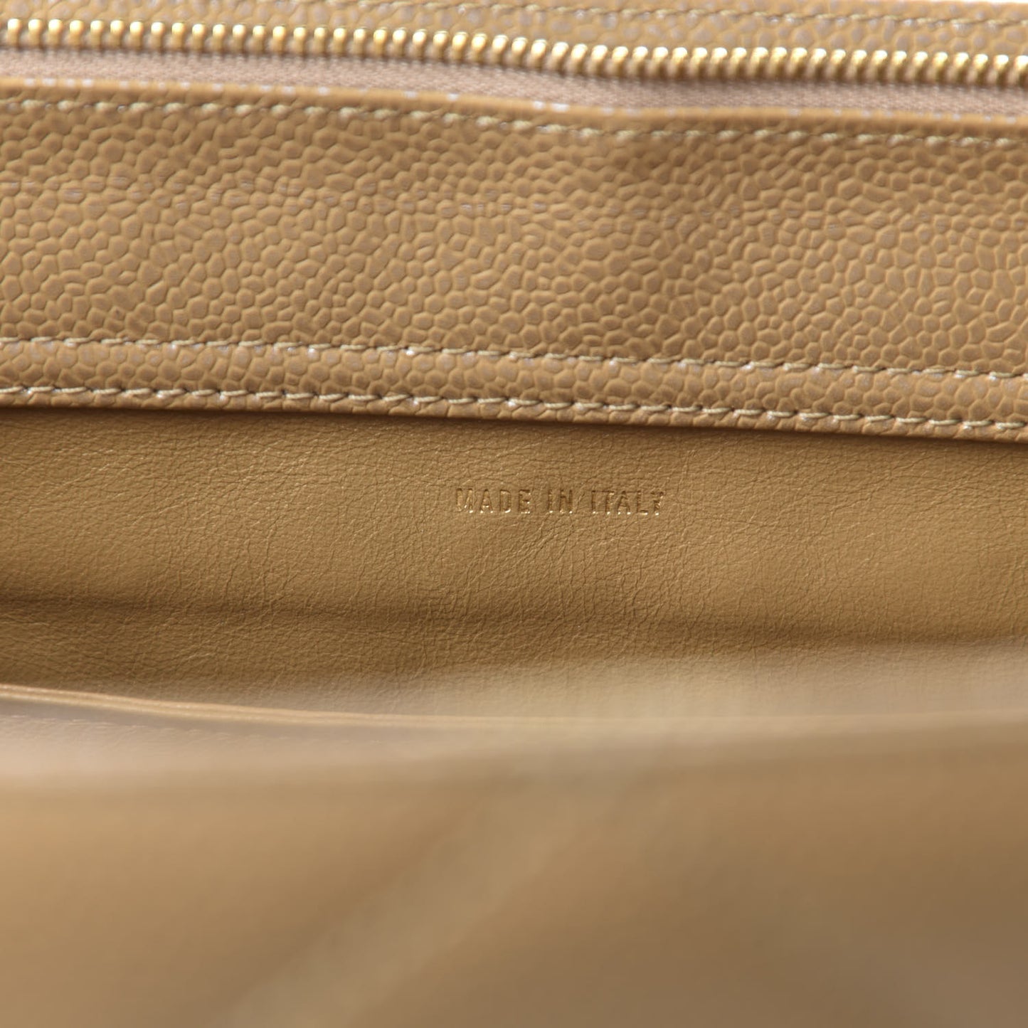 Metallic Caviar Quilted Shopping Tote Beige