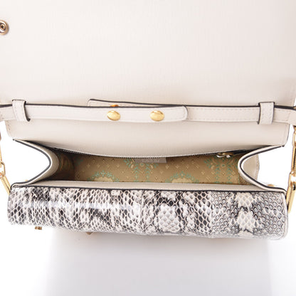 Gucci Calfskin Snakeskin Studded Small Ottilia Top Handle Bag White 5 of 12