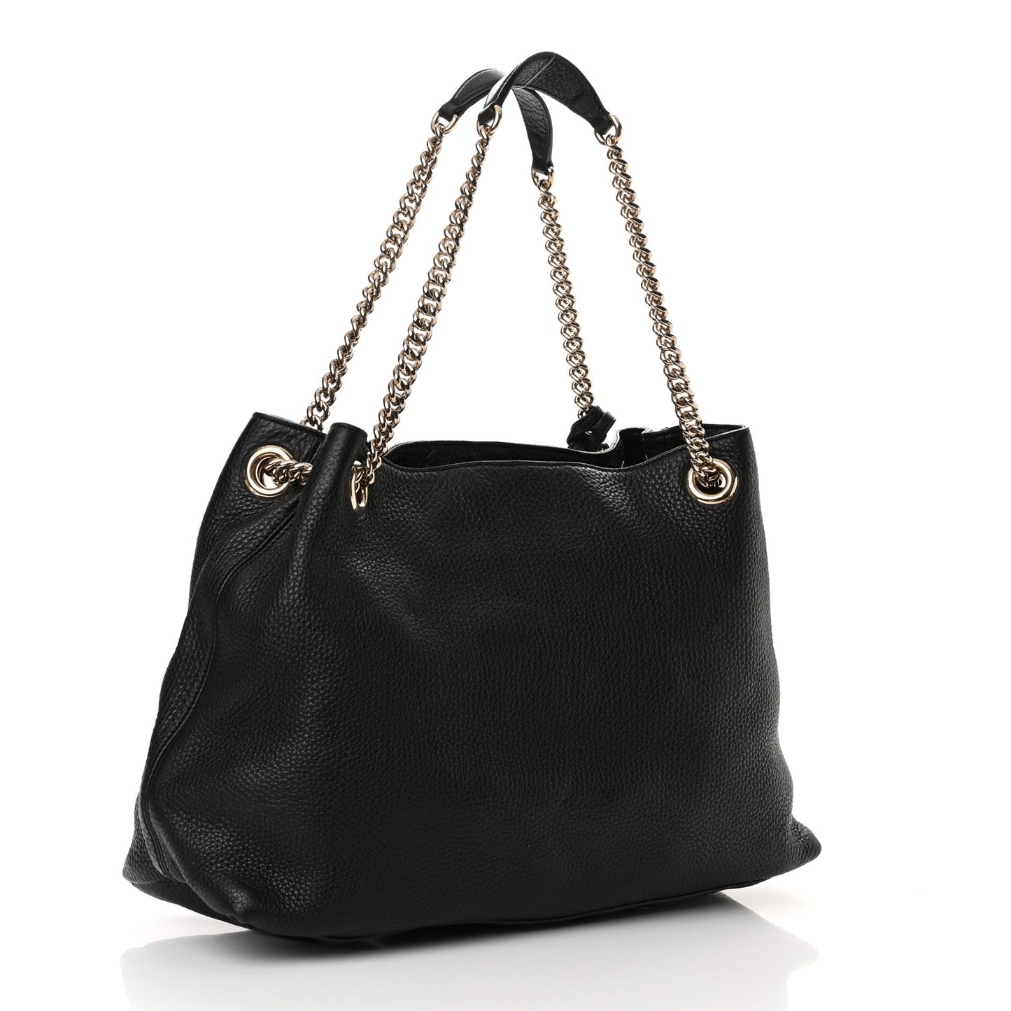 Pebbled Calfskin Large Soho Chain Shoulder Bag Black