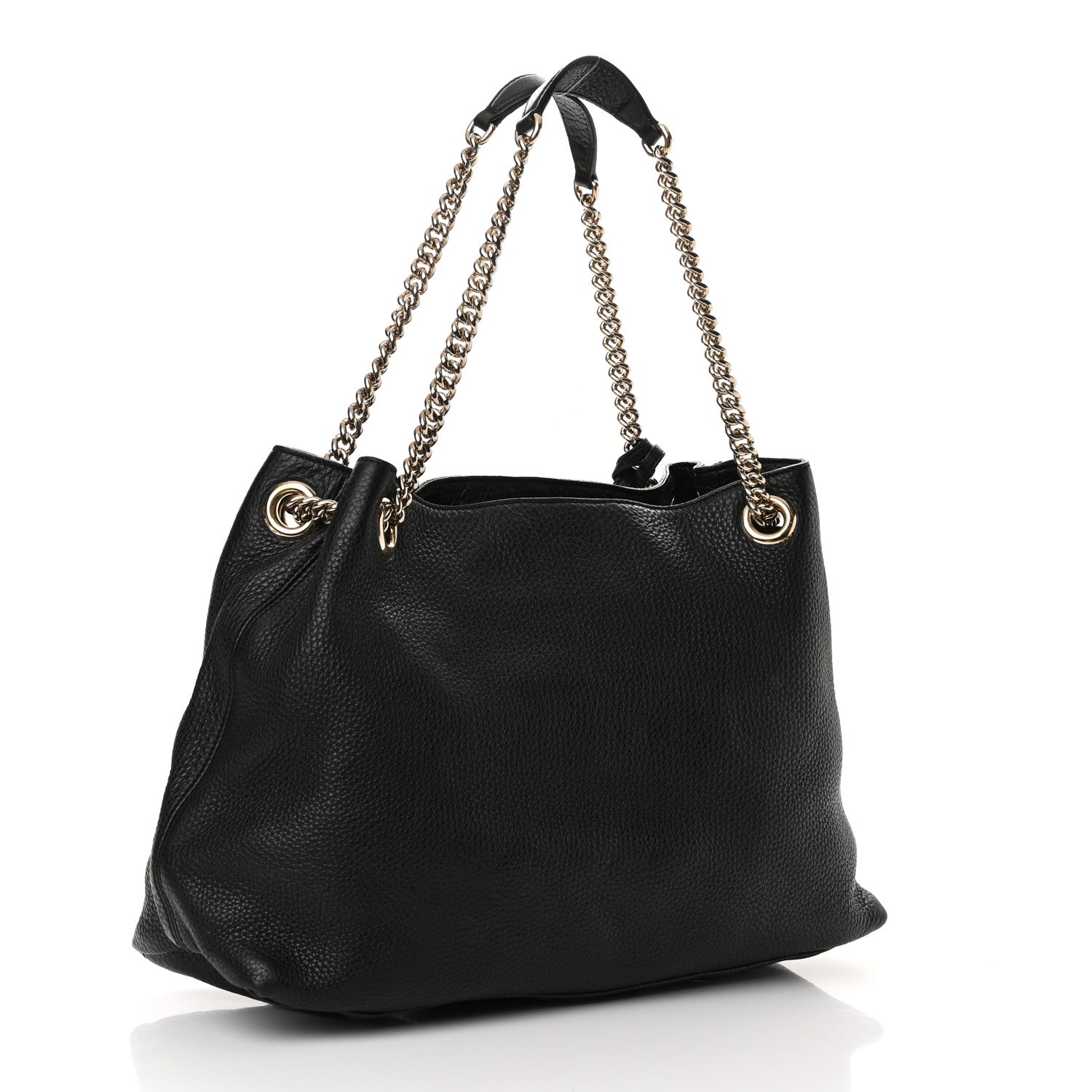 Gucci Pebbled Calfskin Large Soho Chain Shoulder Bag Black 3 of 11