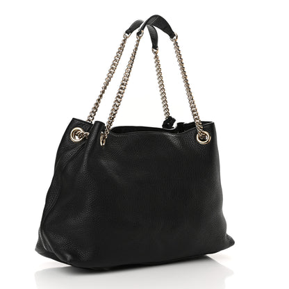 Gucci Pebbled Calfskin Large Soho Chain Shoulder Bag Black 3 of 11