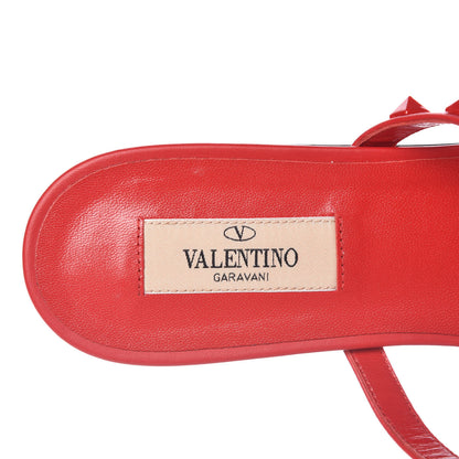 Valentino Garavani Calfskin Lacquered Monochrome Rockstud Caged Flat Slide Sandals 38.5 Rouge Pur 7 of 9