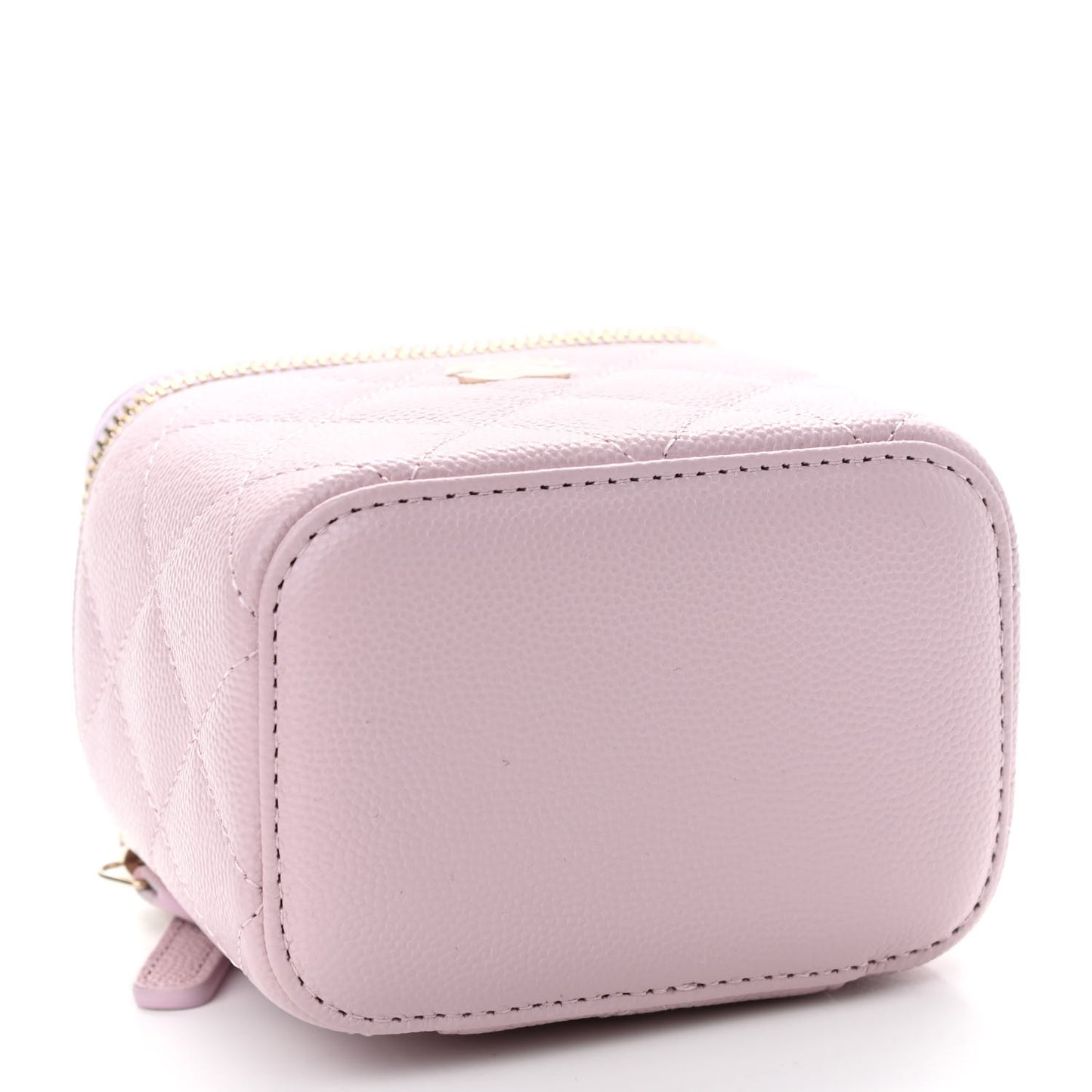 Caviar Quilted Mini Vanity Case With Chain Light Pink