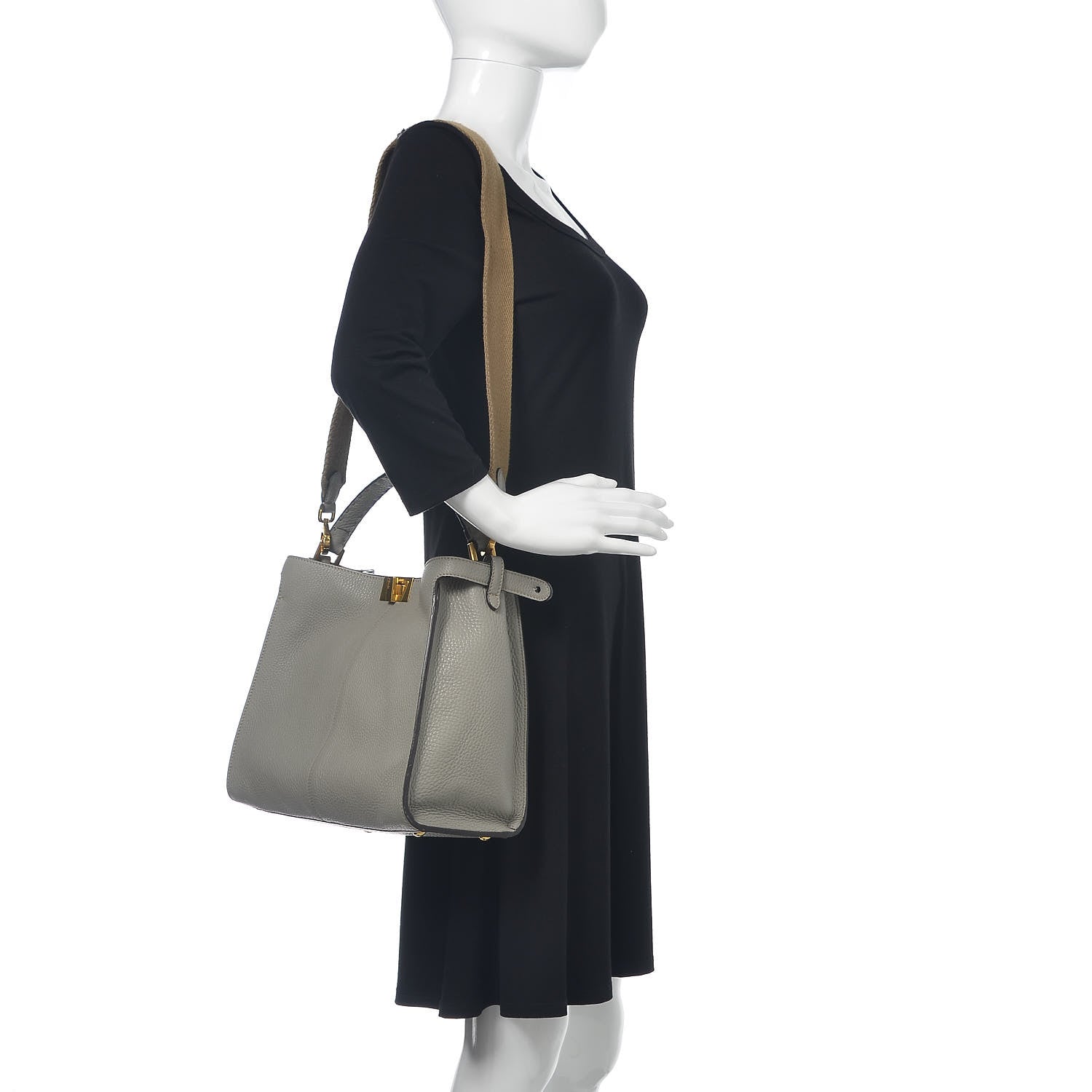 Fendi Cuoio Romano Selleria Medium Peekaboo X-Lite Tortora 2 of 13