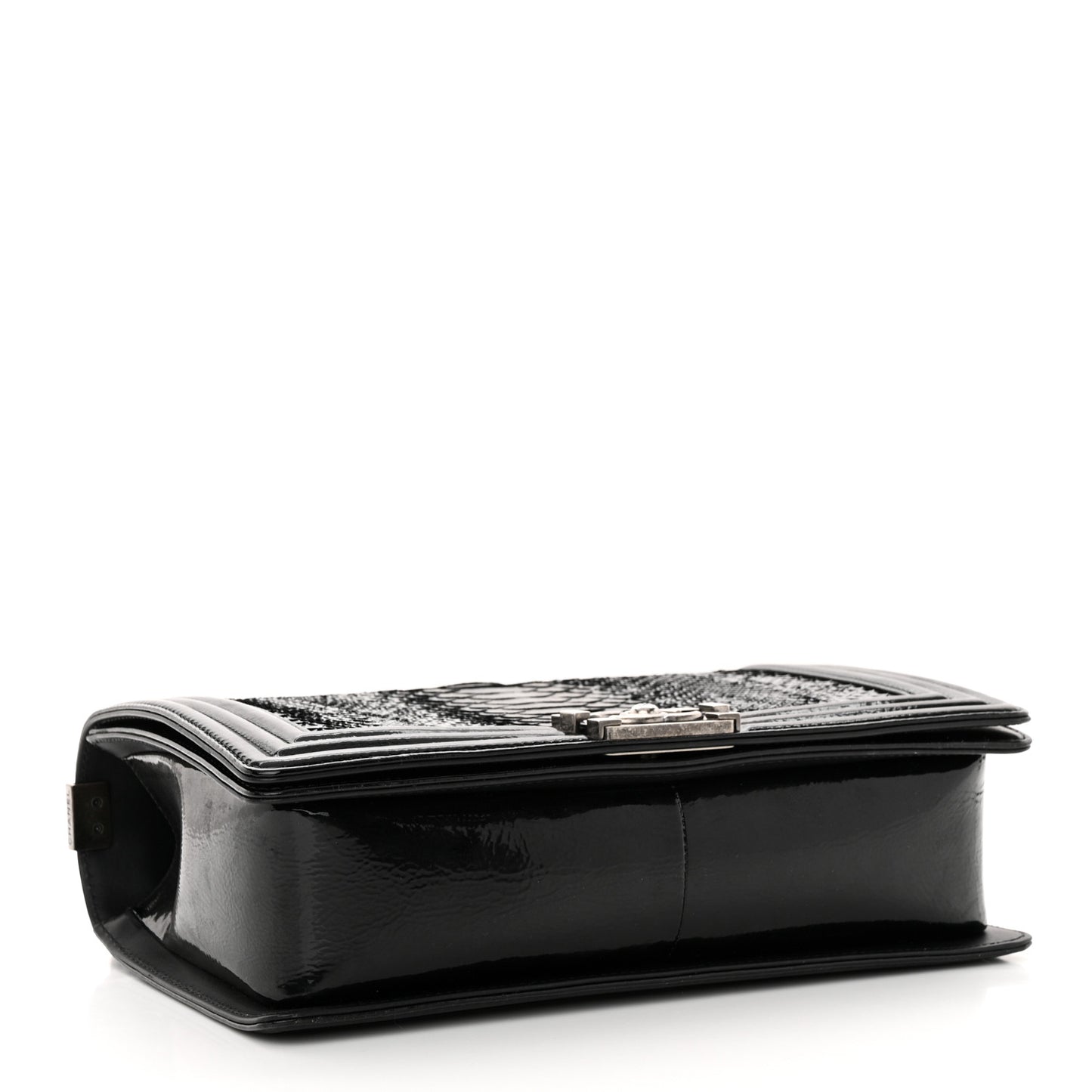 Snakeskin Medium Boy Flap Black