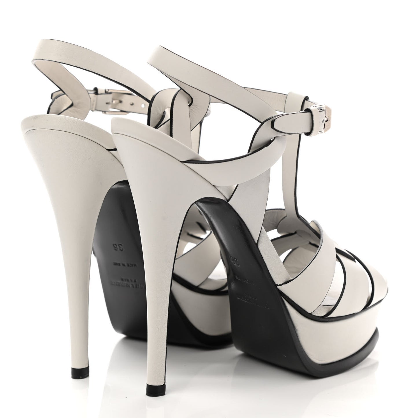 Calfskin Tribute 105 Platform Sandals 36 White Black