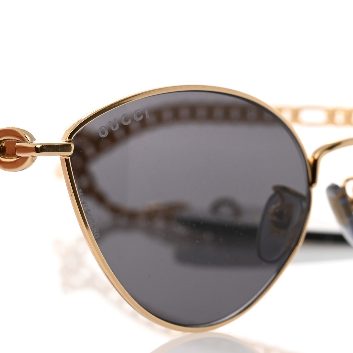 Metal Chain Cat Eye GG0977S Sunglasses Gold Grey