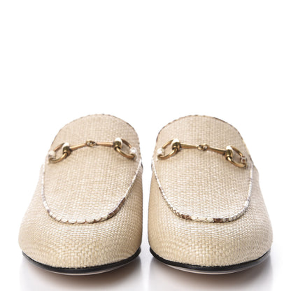 Gucci Straw Elaphe Womens Princetown Slippers 39 Natural Cream Brown 2 of 11