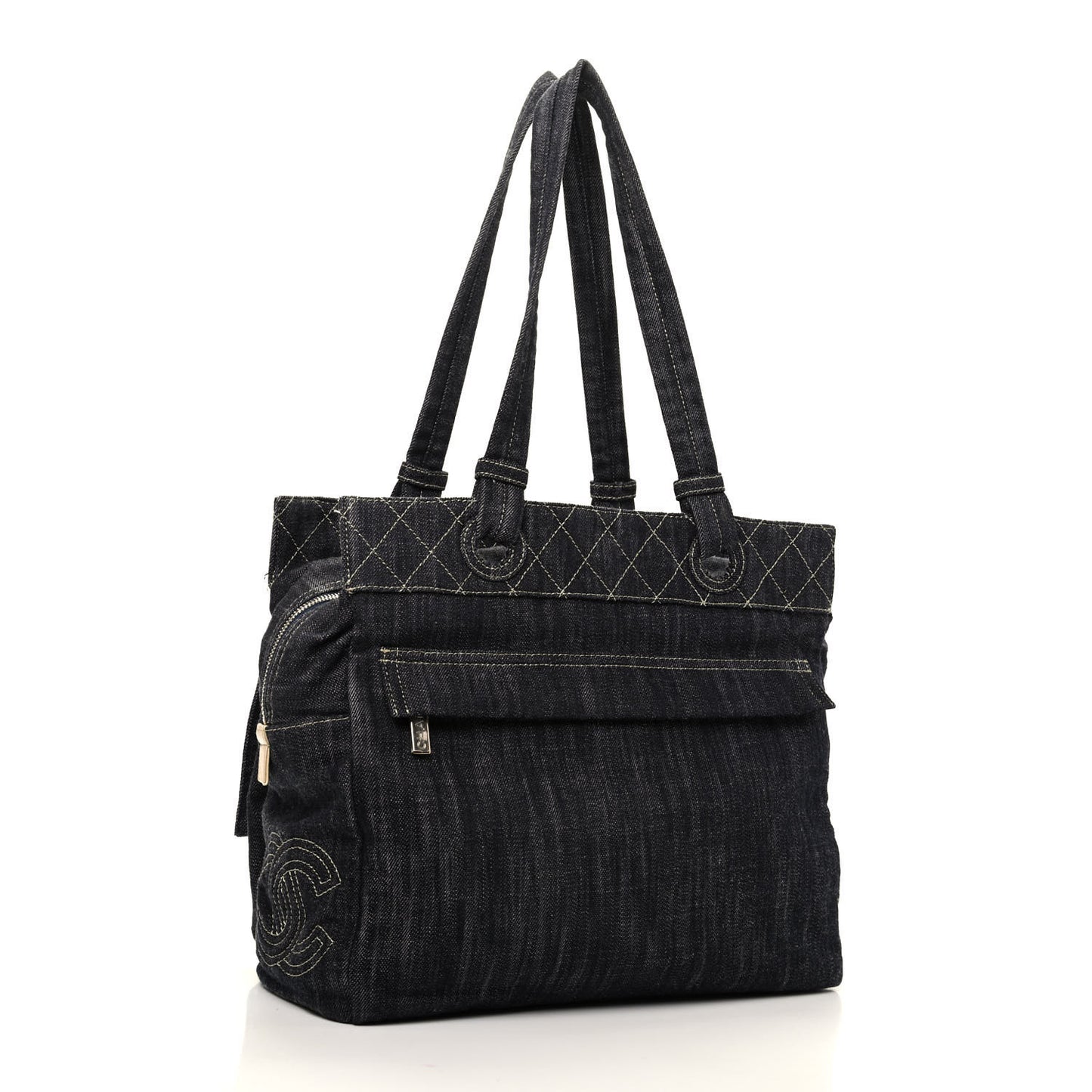 Denim CC Double Pocket Shoulder Bag