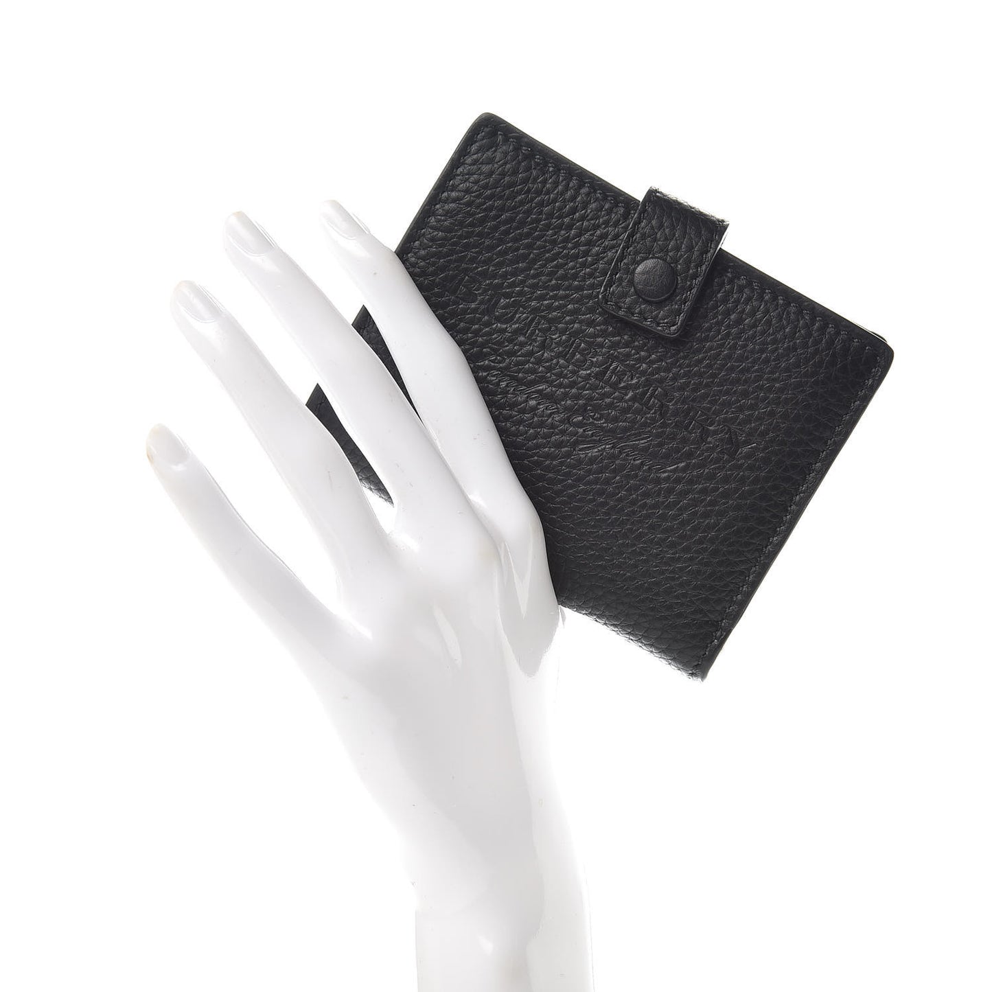 Soft Grained Calfskin Logo Embossed Lakeside Wallet Black