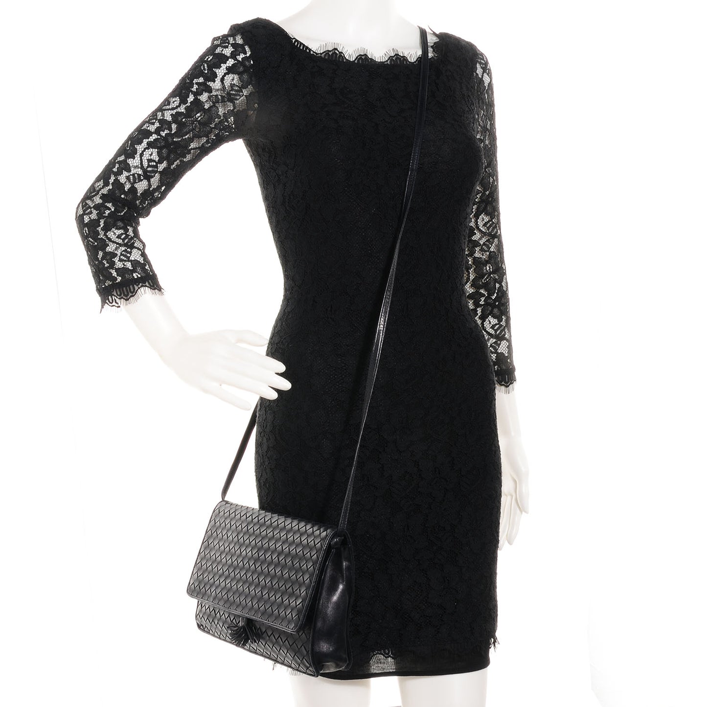 Vintage Nappa Intrecciato Shoulder Bag Nero Black