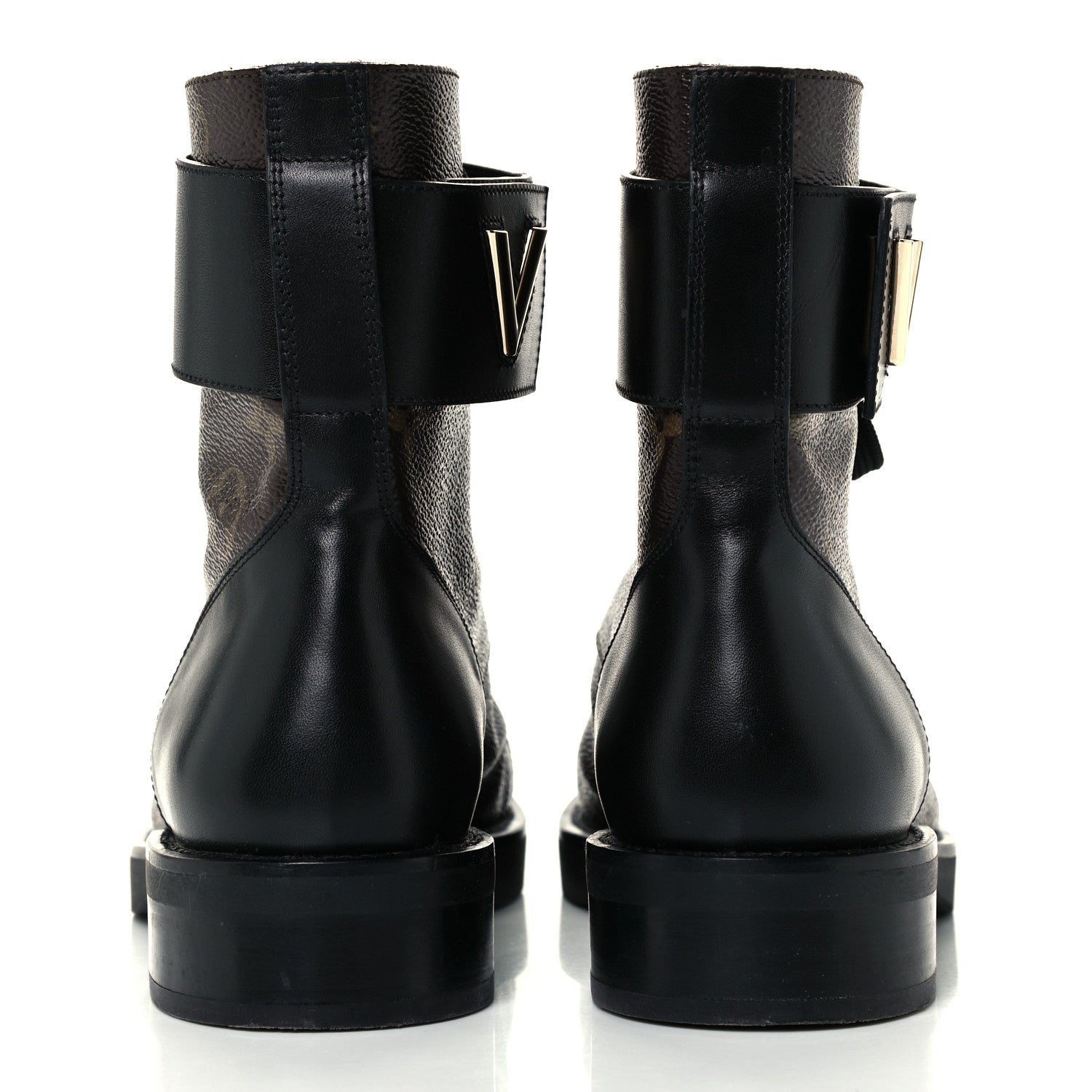 Louis Vuitton Calfskin Monogram Wonderland Flat Ranger Boots 38 Black 5 of 8