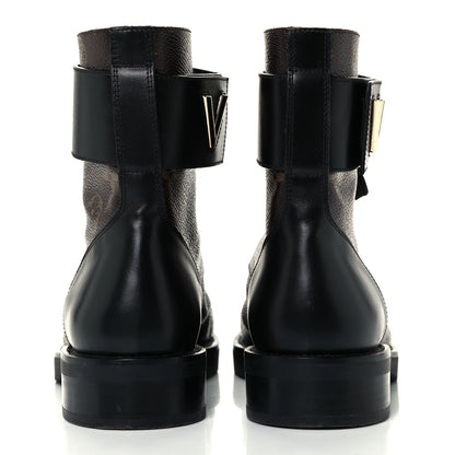 Louis Vuitton Calfskin Monogram Wonderland Flat Ranger Boots 38 Black 5 of 8