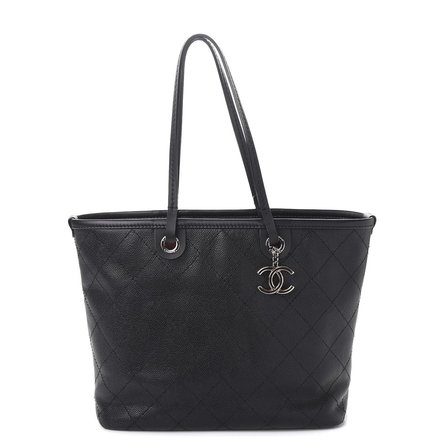 Grained Calfskin Shopping Fever Tote Black