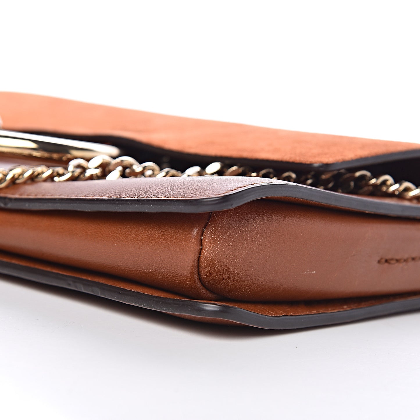 Suede Calfskin Small Faye Shoulder Bag Tobacco