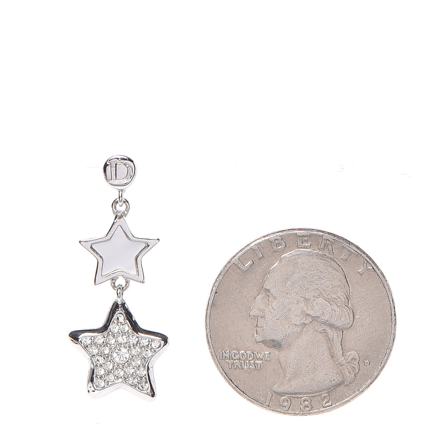 Mother of Pearl Crystal Star Dangle Earrings Silver
